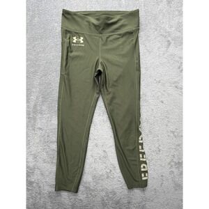 Under Armour Freedom Leggings Womens M Green Ankle Compression Pockets HeatGear